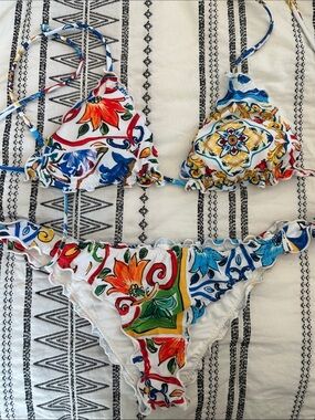 🍋 Italian Positano Bikini Set - Multicolor